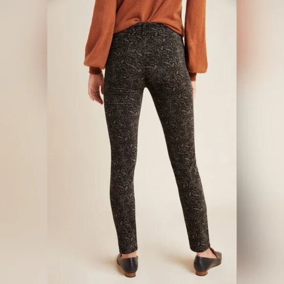 Anthropologie AG The Stevie Velvet High Rise Skinny Jeans Paisley Print - Picture 2 of 7
